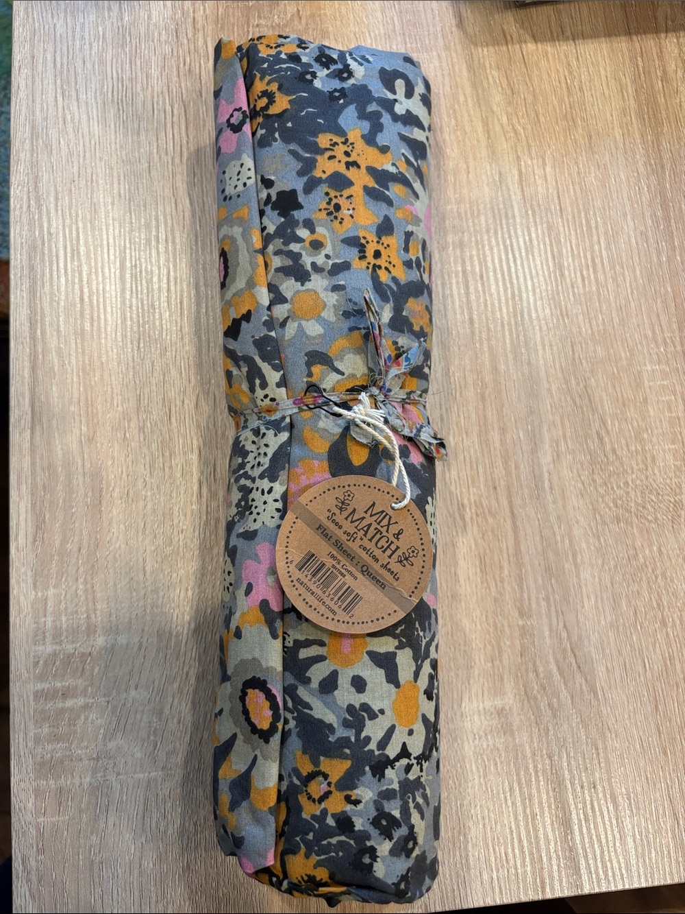 Natural Life Mix & Match Floral Cotton Flat Sheet Full/Queen Blue Pink Yellow